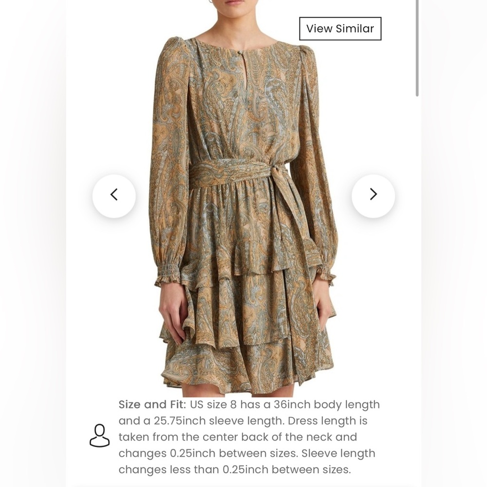 Ralph Lauren paisley puff- sleeve crinkle georgette dress - Picture 5 of 9
